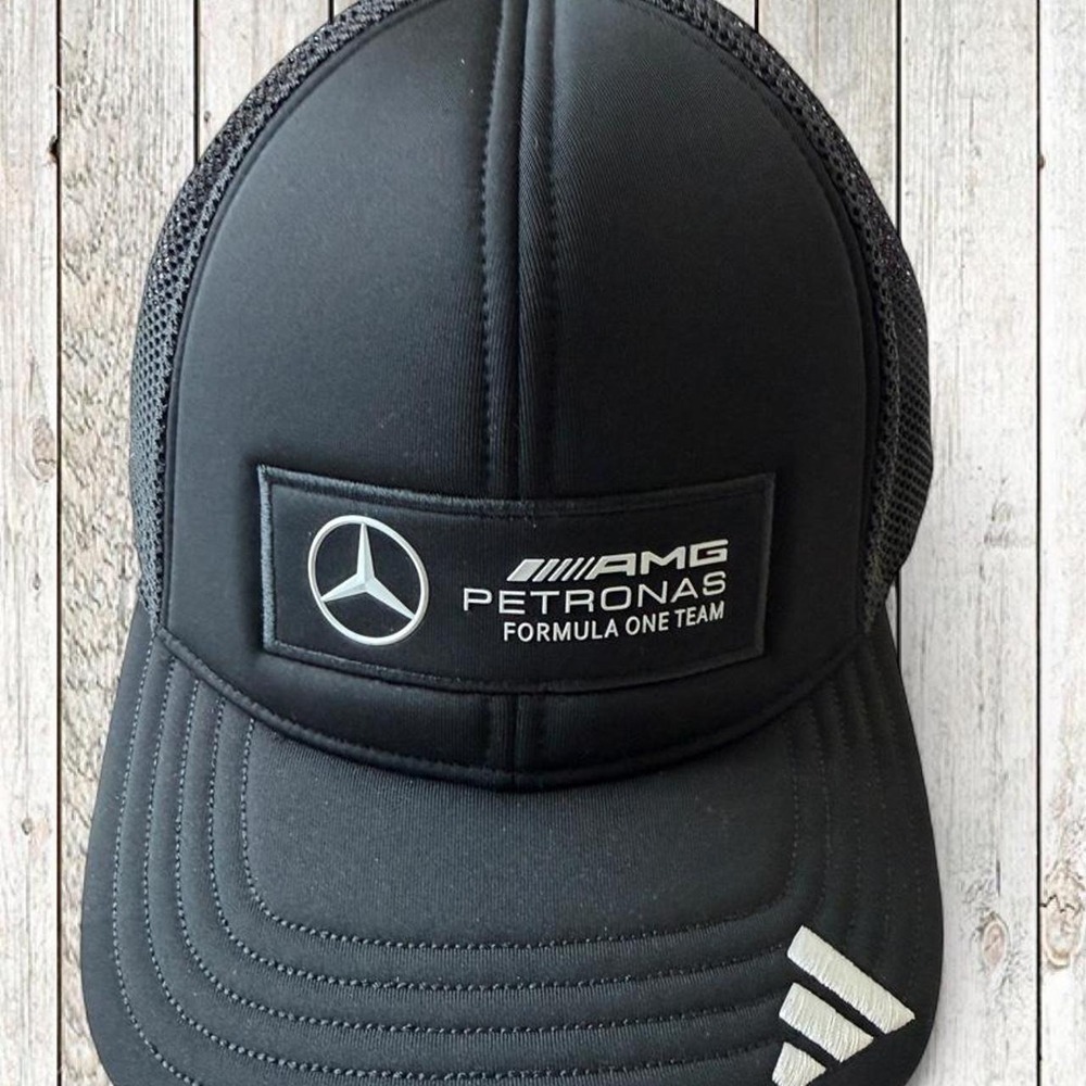 adidas Mens Mercedes AMG Petronas F1 Team Trucker Hat Black Snapback OSFA